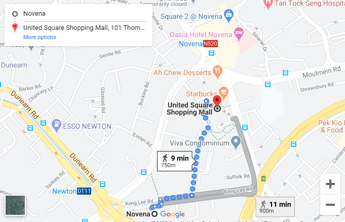 walking direction from kopar at newton to united square shopping centre