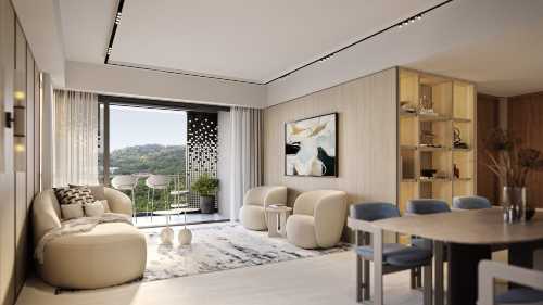 The Reserve Residences 4-Bedroom Type Living Room (Horizon Collection).