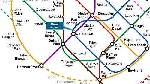 Union Square is within walking distance of three MRT stations