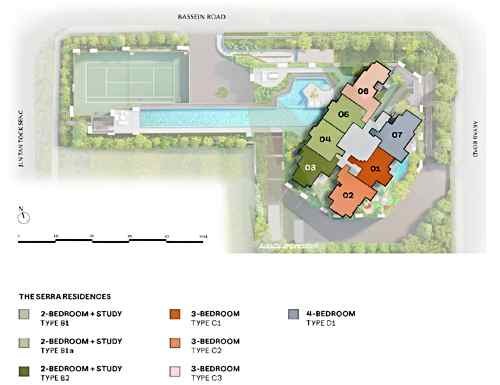 The Serra Residences site plan and block orientation